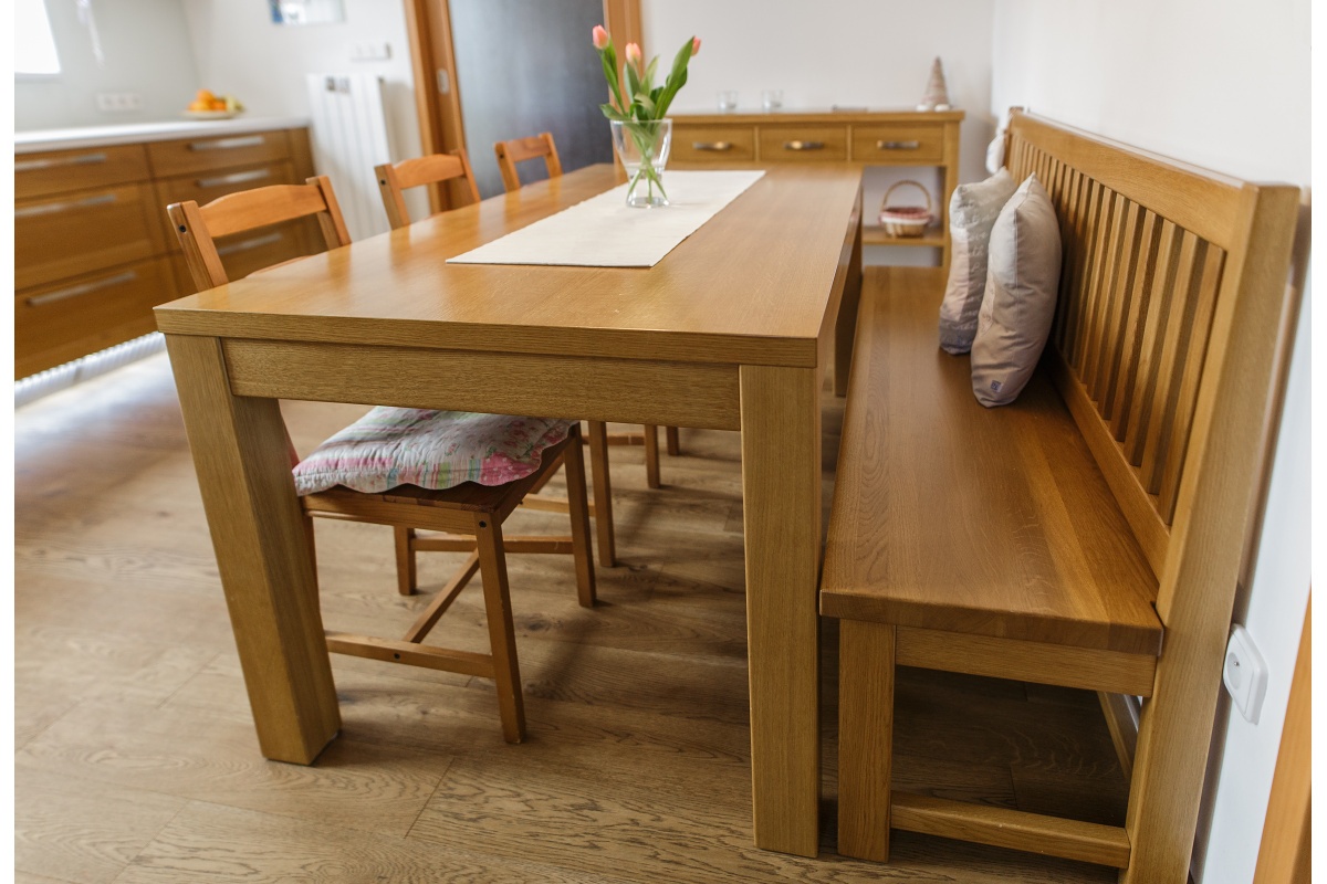 Family house  - For the dining room, we built a practical oak sideboard.	